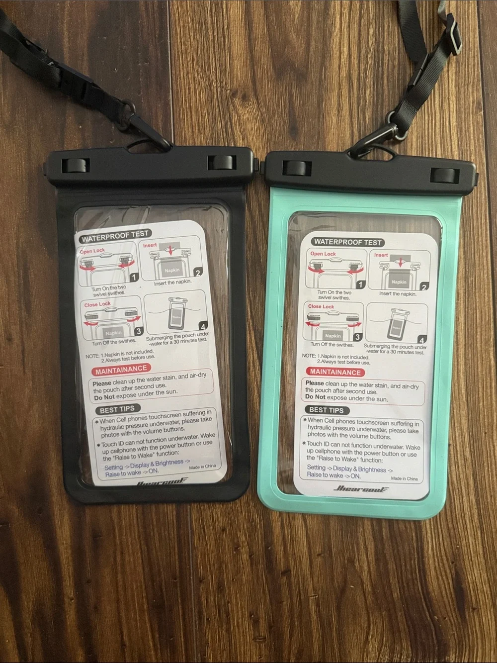 Hiearcool Waterproof Phone Pouch, Waterproof Phone Case, Black&Green 2-Pack